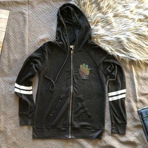 spiritual gangster full zip hoodie, rasta hamsa, s